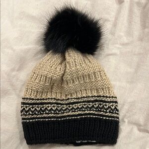 Free People Knit Beanie with Black Pom
